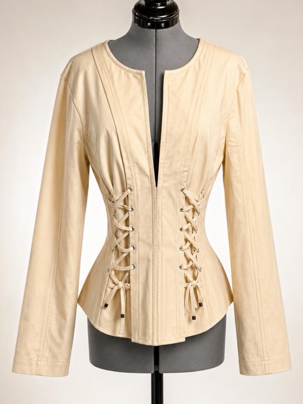 Marissa Webb Valentina Lace Up Deep V Top, Cream, L, EUC